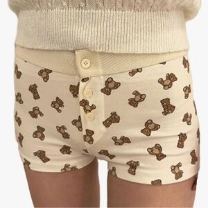 Cream Teddy Bear Print soft Pajama Pants